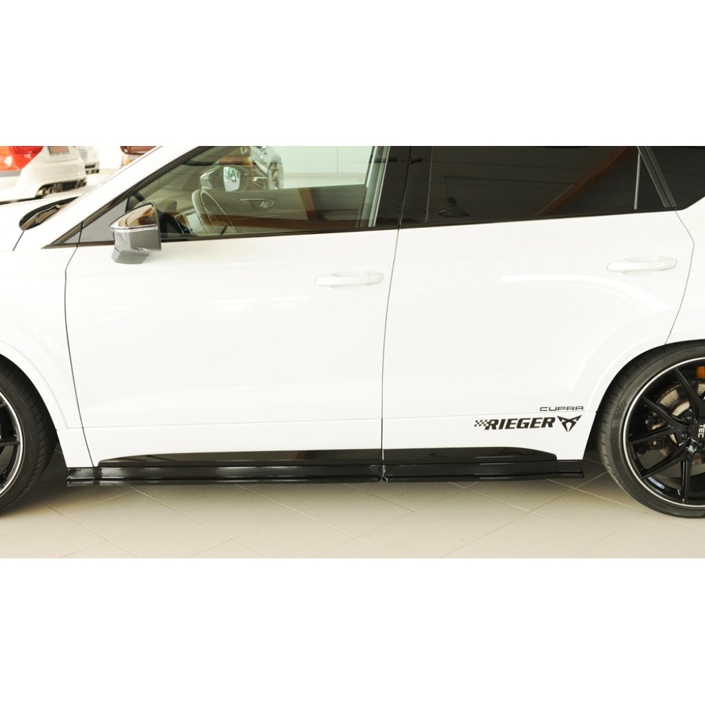 Rieger spoiler pod boční práh (3 dílný) mont. strana levá pro Seat Ateca Cupra 5FP, 09/18-07/20, plast ABS lakovaný do černé lesklé barvy