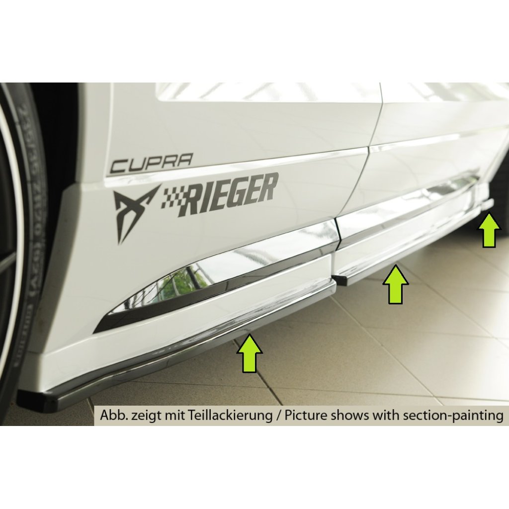 Rieger spoiler pod boční práh (3 dílný) mont. strana levá pro Seat Ateca Cupra 5FP, r.v. 09/18-07/20, plast ABS bez povrchové úpravy