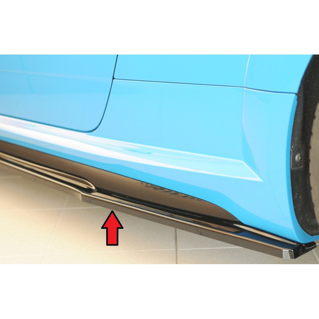 Rieger spoiler pod boční práh (ca. 19mm) mont. strana levá pro Audi TT RS 8J, 8J1-FV, 8S kupé, 09/18-, plast ABS lakovaný do černé lesklé barvy