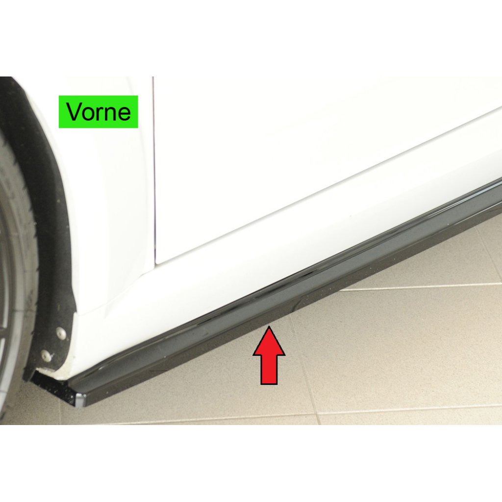 Rieger spoiler pod boční práh (ca. 19mm) mont. strana levá pro Audi TT RS 8J, 8J1-FV, 8S roadster, 05/16-08/18, plast ABS lakovaný do černé lesklé barvy