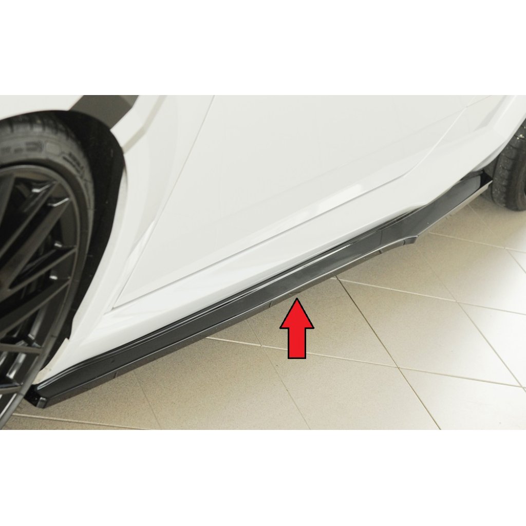 Rieger spoiler pod boční práh (ca. 19mm) mont. strana levá pro Audi TT RS 8J, 8J1-FV, 8S roadster, 05/16-08/18, plast ABS lakovaný do černé lesklé barvy