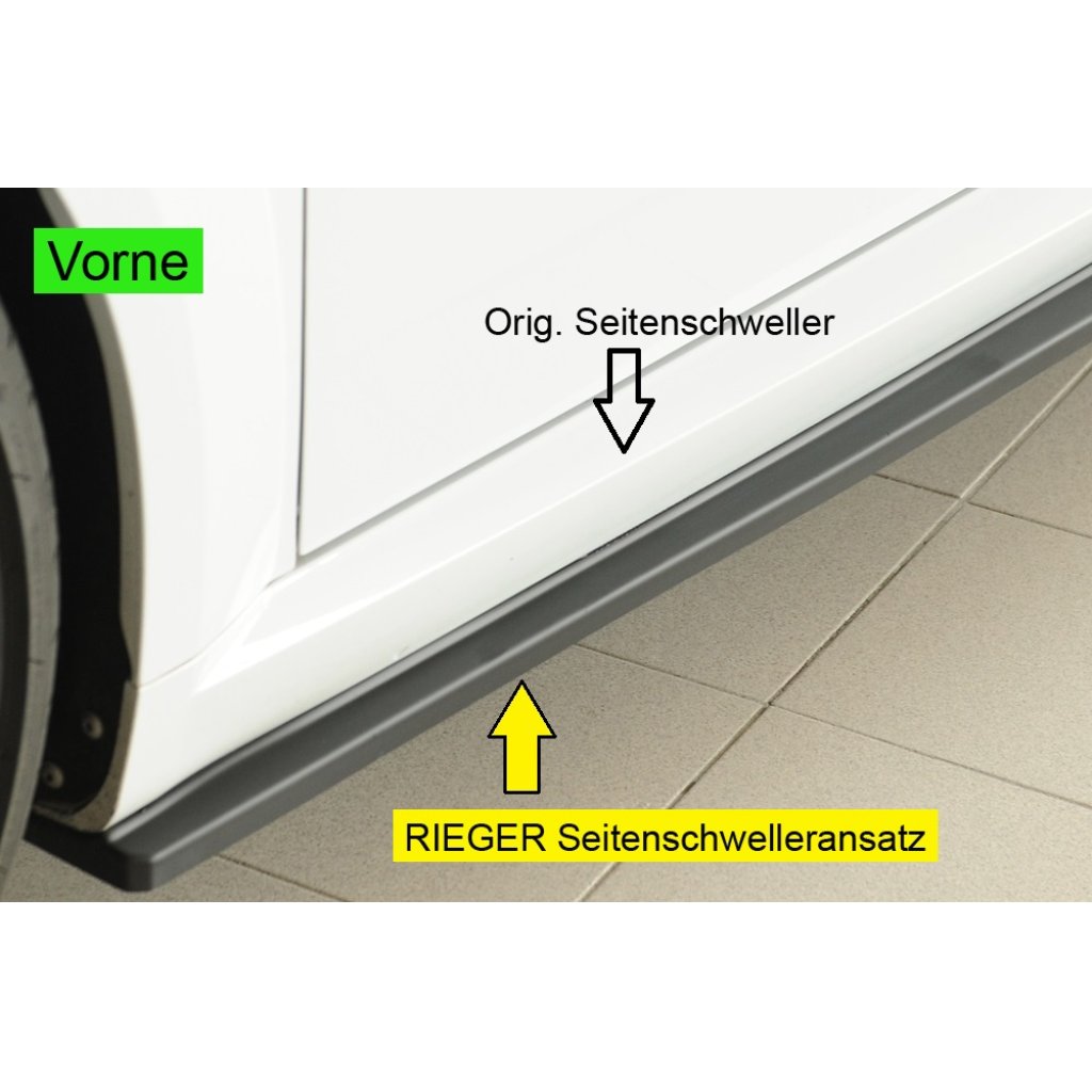 Rieger spoiler pod boční práh (ca. 19mm) mont. strana levá pro Audi TTS 8J-FV, 8S roadster, r.v. 07/14-08/18, plast ABS bez povrchové úpravy