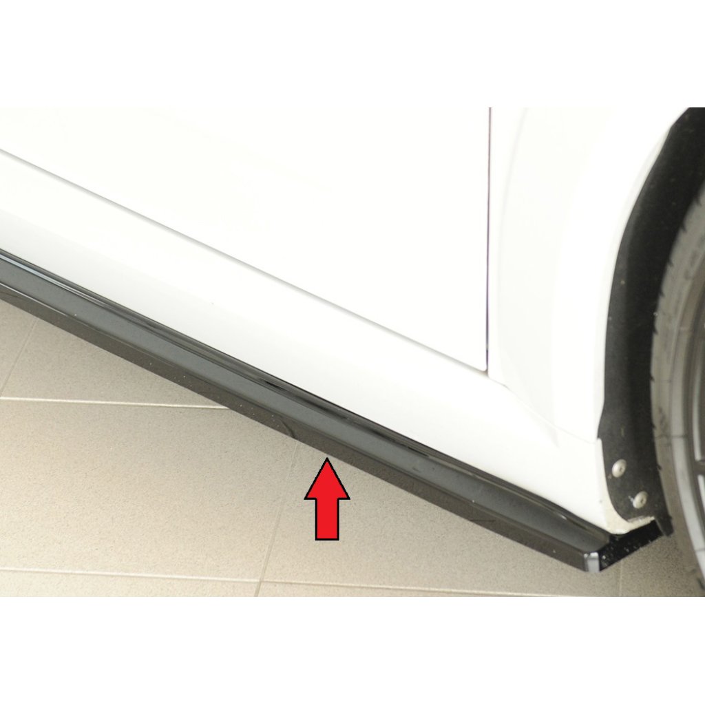 Rieger spoiler pod boční práh (ca. 19mm) mont. strana pravá pro Audi TT RS 8J, 8J1-FV, 8S roadster, 05/16-08/18, plast ABS lakovaný do černé lesklé barvy