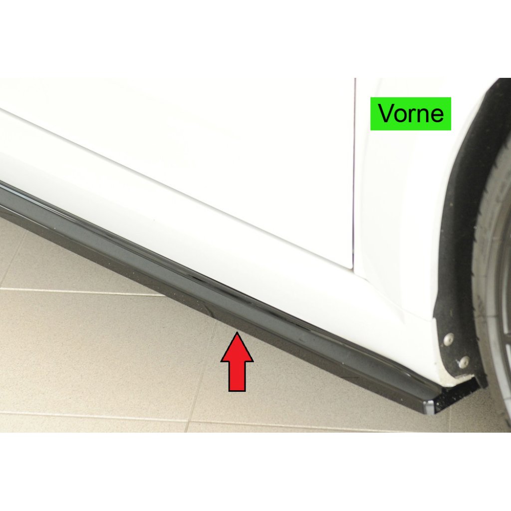 Rieger spoiler pod boční práh (ca. 19mm) mont. strana pravá pro Audi TT RS 8J, 8J1-FV, 8S roadster, 05/16-08/18, plast ABS lakovaný do černé lesklé barvy