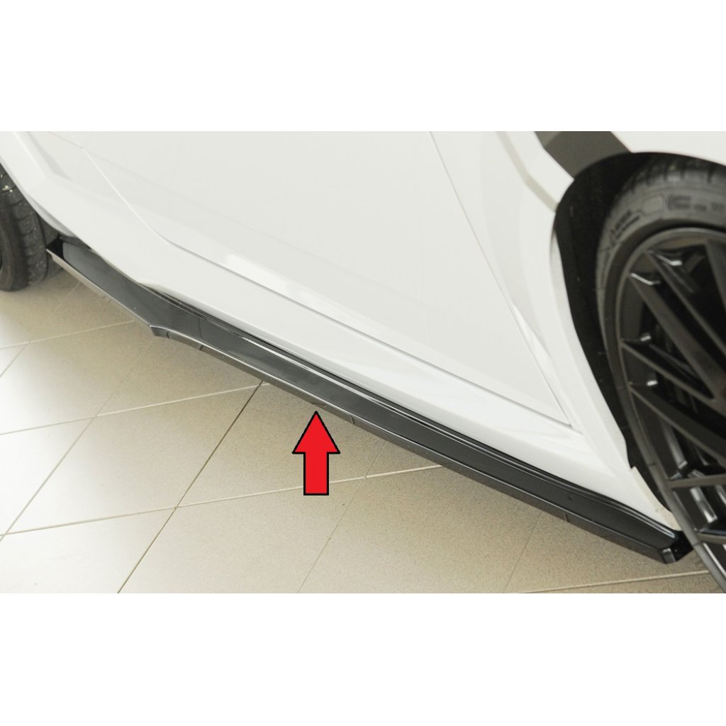 Rieger spoiler pod boční práh (ca. 19mm) mont. strana pravá pro Audi TT RS 8J, 8J1-FV, 8S roadster, 05/16-08/18, plast ABS lakovaný do černé lesklé barvy