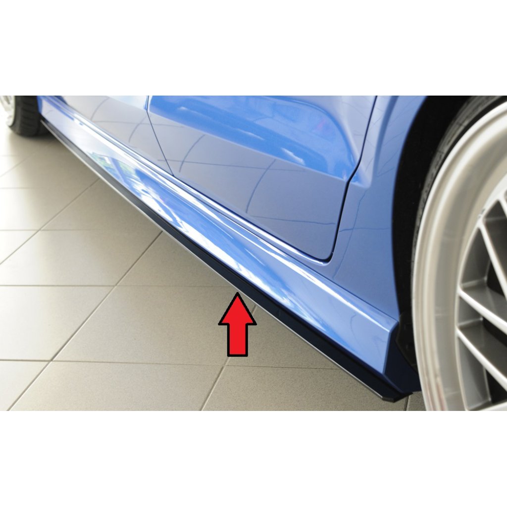 Rieger spoiler pod boční práh mont. strana levá pro Audi A3 S3 8V 3-dvéř. (convertible 8V7) vč. faceliftu, r.v. 05/13-08/16, 09/16-, plast ABS bez povrchové úpravy