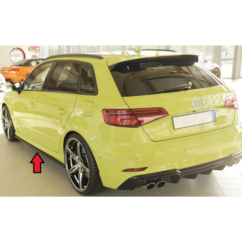 Rieger spoiler pod boční práh mont. strana levá pro Audi A3 S3 8V 5-dvéř. (sportback 8VA) vč. faceliftu, r.v. 05/13-08/16, 09/16-, plast ABS bez povrchové úpravy