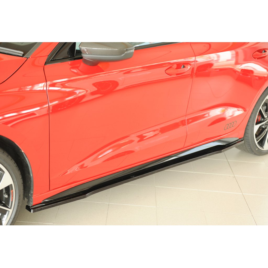 Rieger spoiler pod boční práh mont. strana levá pro Audi A3 S3 GY 5-dvéř. (sedan), 07/20-, plast ABS lakovaný do černé lesklé barvy
