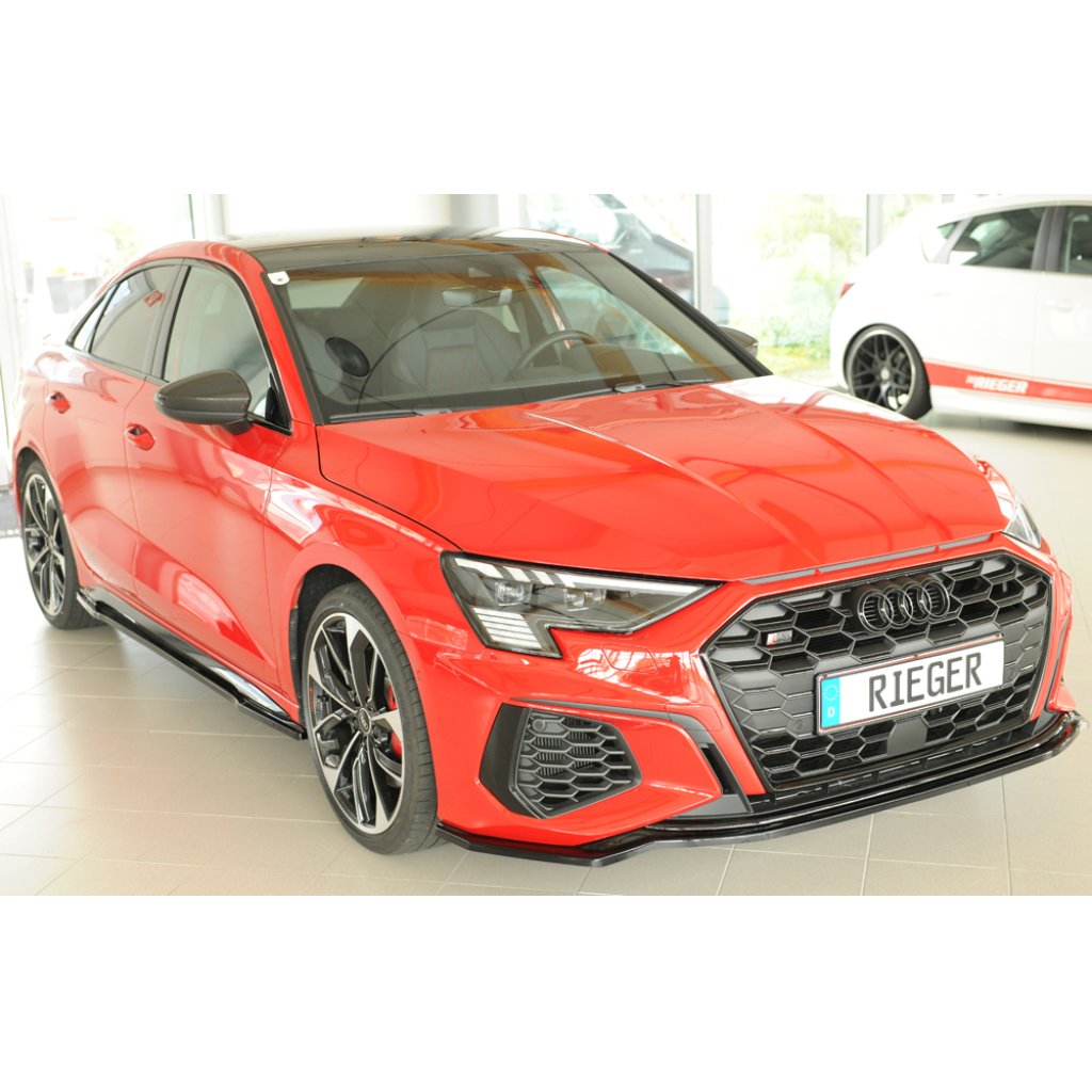Rieger spoiler pod boční práh mont. strana levá pro Audi A3 S3 GY 5-dvéř. (sedan), 07/20-, plast ABS lakovaný do černé lesklé barvy