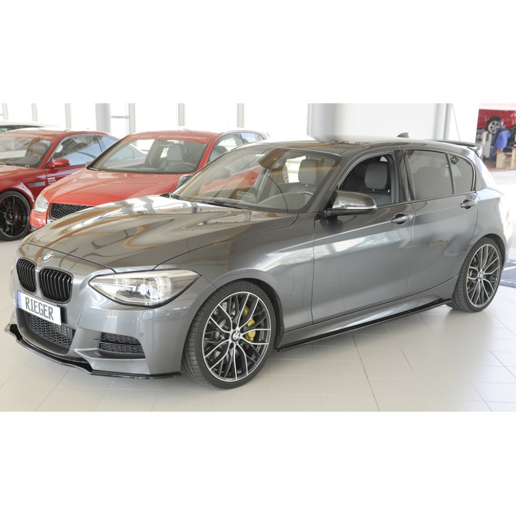 Rieger spoiler pod boční práh mont. strana levá pro BMW řada 1 F20 sedan / 4-dvéř. vč. faceliftu, 05/2015-, 09/11-03/2015, plast ABS lakovaný do černé lesklé barvy