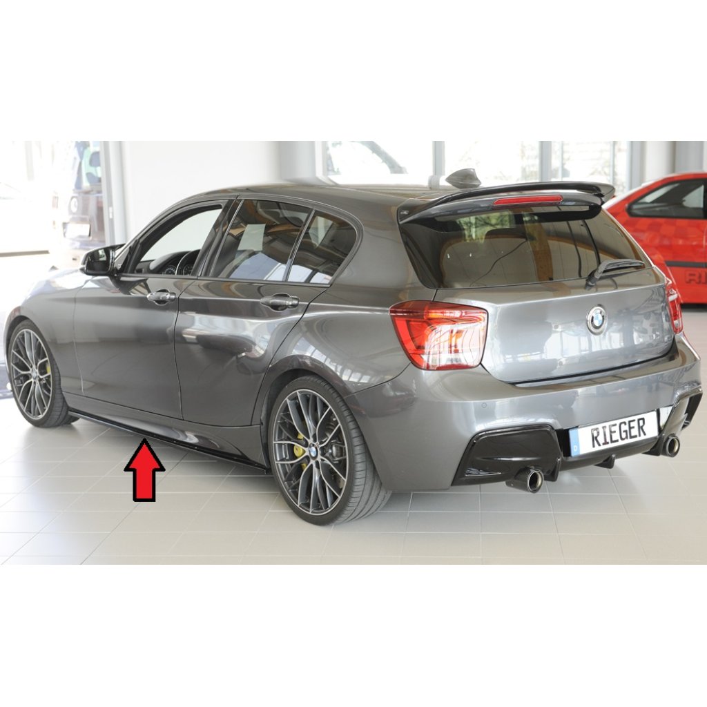 Rieger spoiler pod boční práh mont. strana levá pro BMW řada 1 F20 sedan / 4-dvéř. vč. faceliftu, 05/2015-, 09/11-03/2015, plast ABS lakovaný do černé lesklé barvy