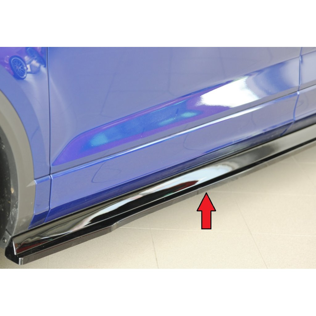 Rieger spoiler pod boční práh mont. strana levá pro Volkswagen T-roc R A1 5-dvéř., 01/22-, plast ABS lakovaný do černé lesklé barvy