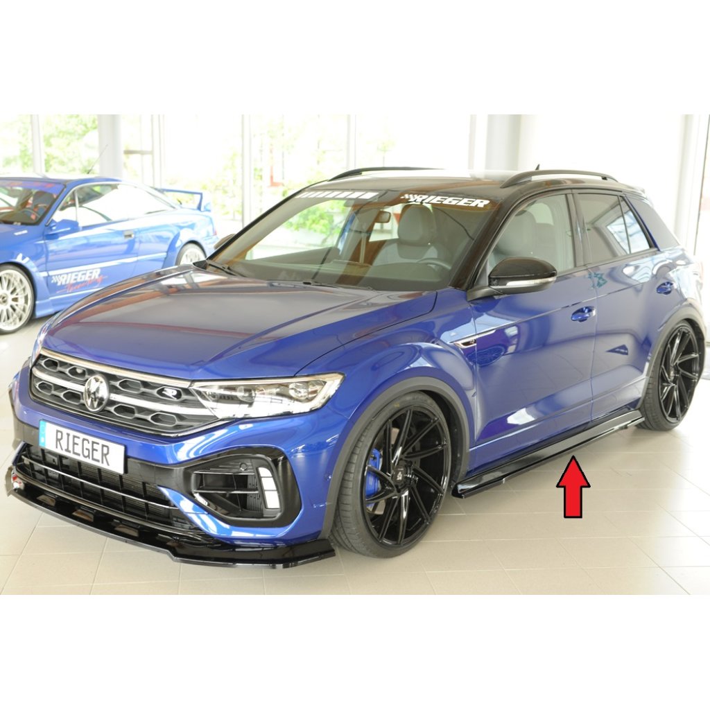 Rieger spoiler pod boční práh mont. strana levá pro Volkswagen T-roc R A1 5-dvéř., 01/22-, plast ABS lakovaný do černé lesklé barvy