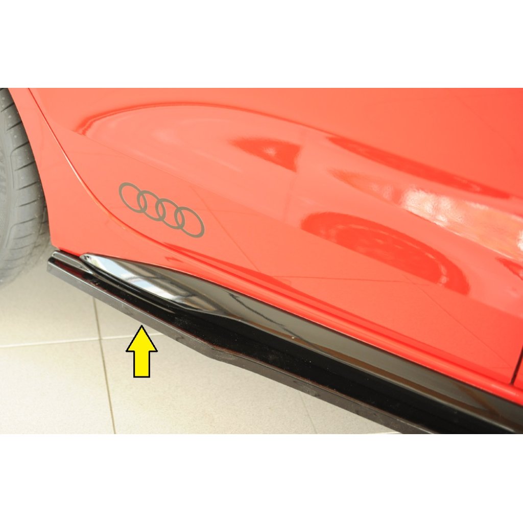 Rieger spoiler pod boční práh mont. strana pravá pro Audi A3 S3 GY 5-dvéř. (sedan), 07/20-, plast ABS lakovaný do černé lesklé barvy