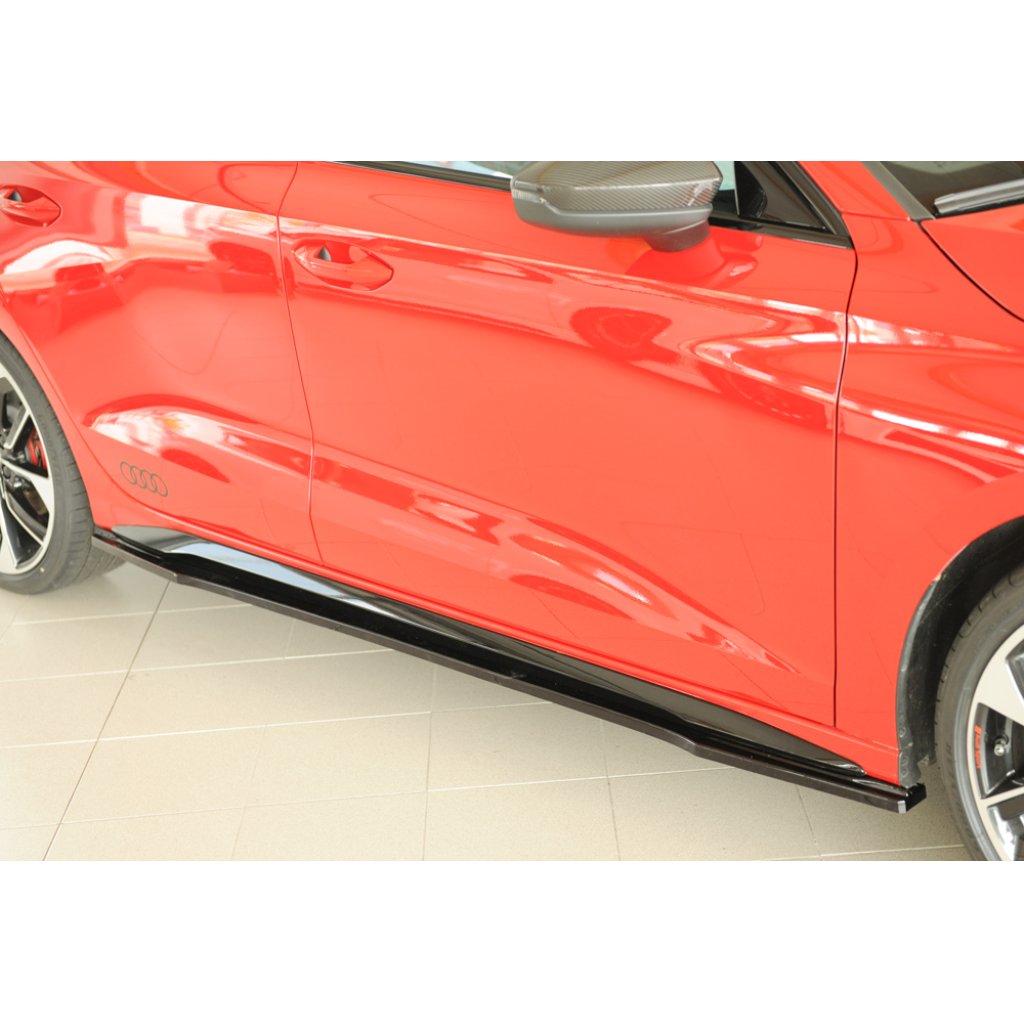 Rieger spoiler pod boční práh mont. strana pravá pro Audi A3 S3 GY 5-dvéř. (sedan), 07/20-, plast ABS lakovaný do černé lesklé barvy