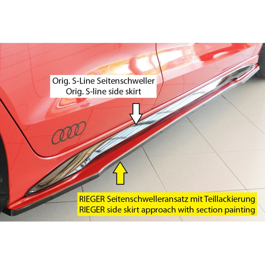 Rieger spoiler pod boční práh mont. strana pravá pro Audi A3 S3 GY 5-dvéř. (sedan), r.v. 07/20-, plast ABS bez povrchové úpravy