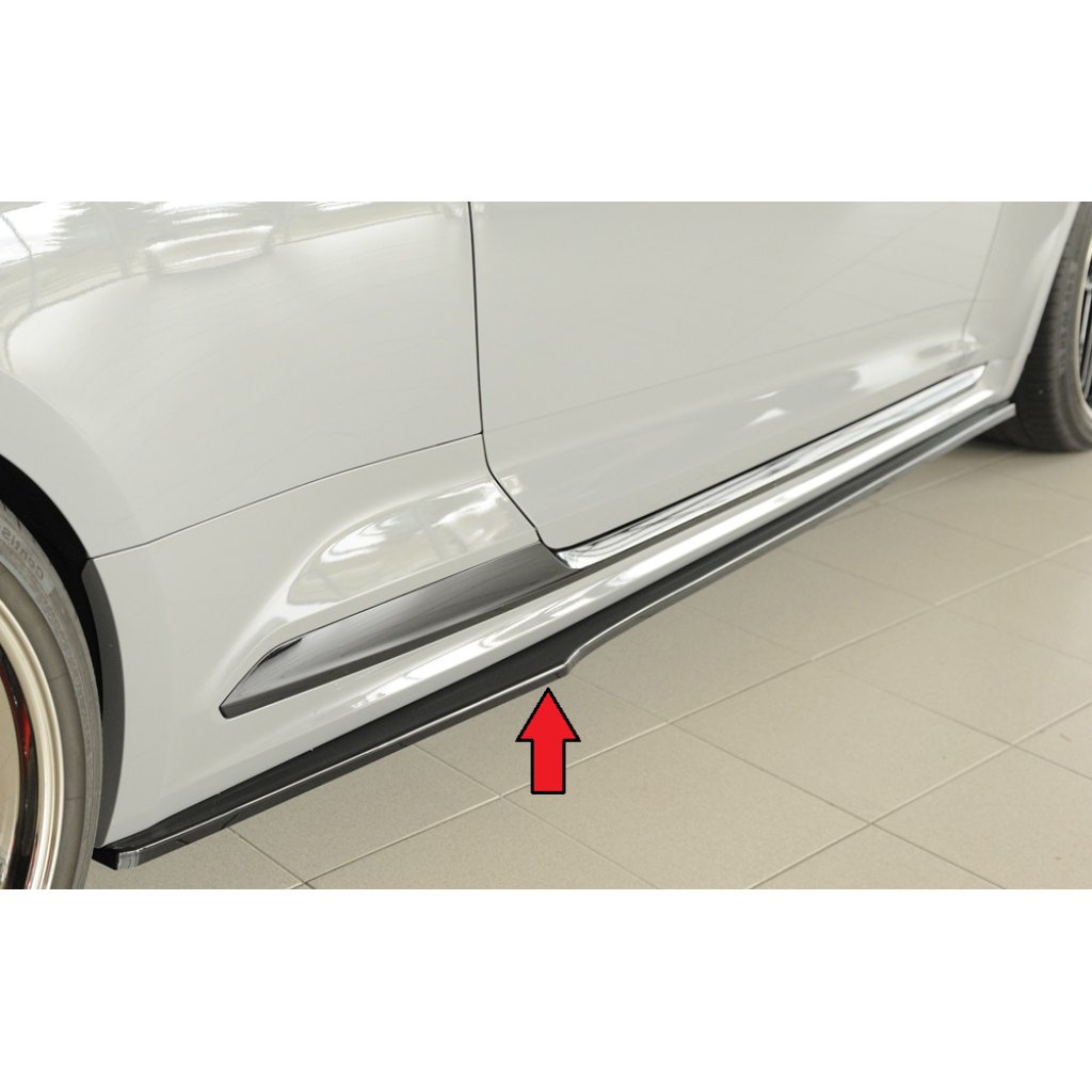Rieger spoiler pod boční práh mont. strana pravá pro Audi RS5 B9, F5 kupé, 03/17-02/20, plast ABS lakovaný do černé lesklé barvy