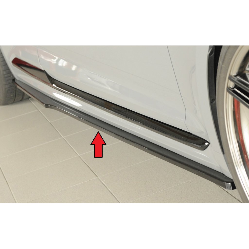 Rieger spoiler pod boční práh mont. strana pravá pro Audi RS5 B9, F5 kupé, 03/17-02/20, plast ABS lakovaný do černé lesklé barvy