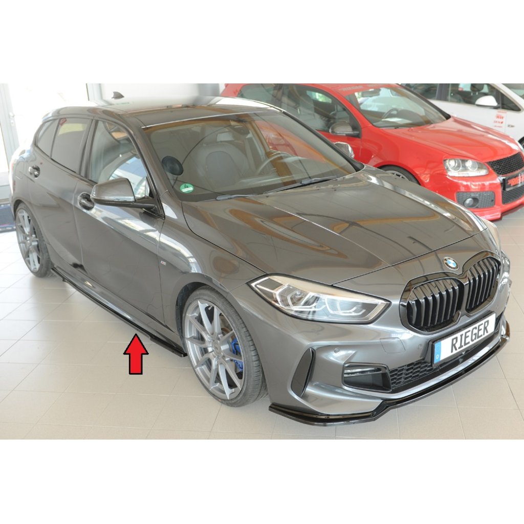 Rieger spoiler pod boční práh mont. strana pravá pro BMW řada 1 F40 hatchback / 4-dr., 07/19-, plast ABS lakovaný do černé lesklé barvy