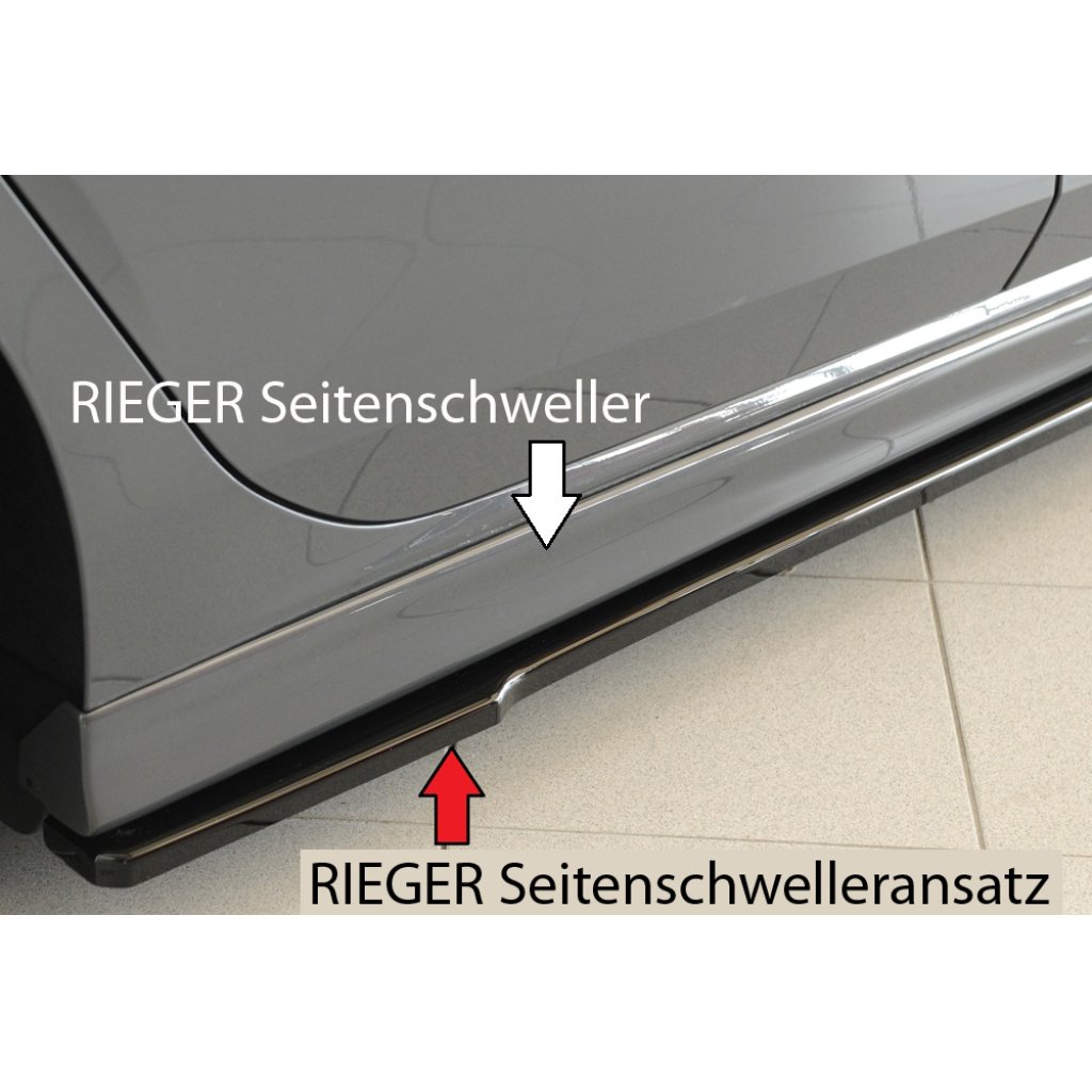 Rieger spoiler pod boční práh mont. strana pravá pro Seat Leon 5F 5-dvéř., 01/17-, plast ABS lakovaný do černé lesklé barvy