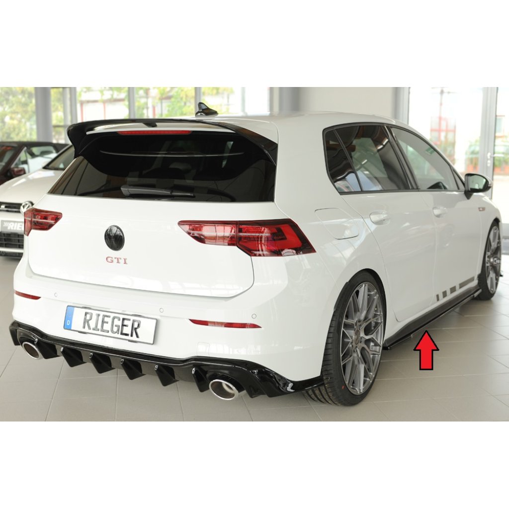 Rieger spoiler pod boční práh mont. strana pravá pro Volkswagen Golf 8 GTI Clubsport 5-dvéř., 10/20-, plast ABS lakovaný do černé lesklé barvy
