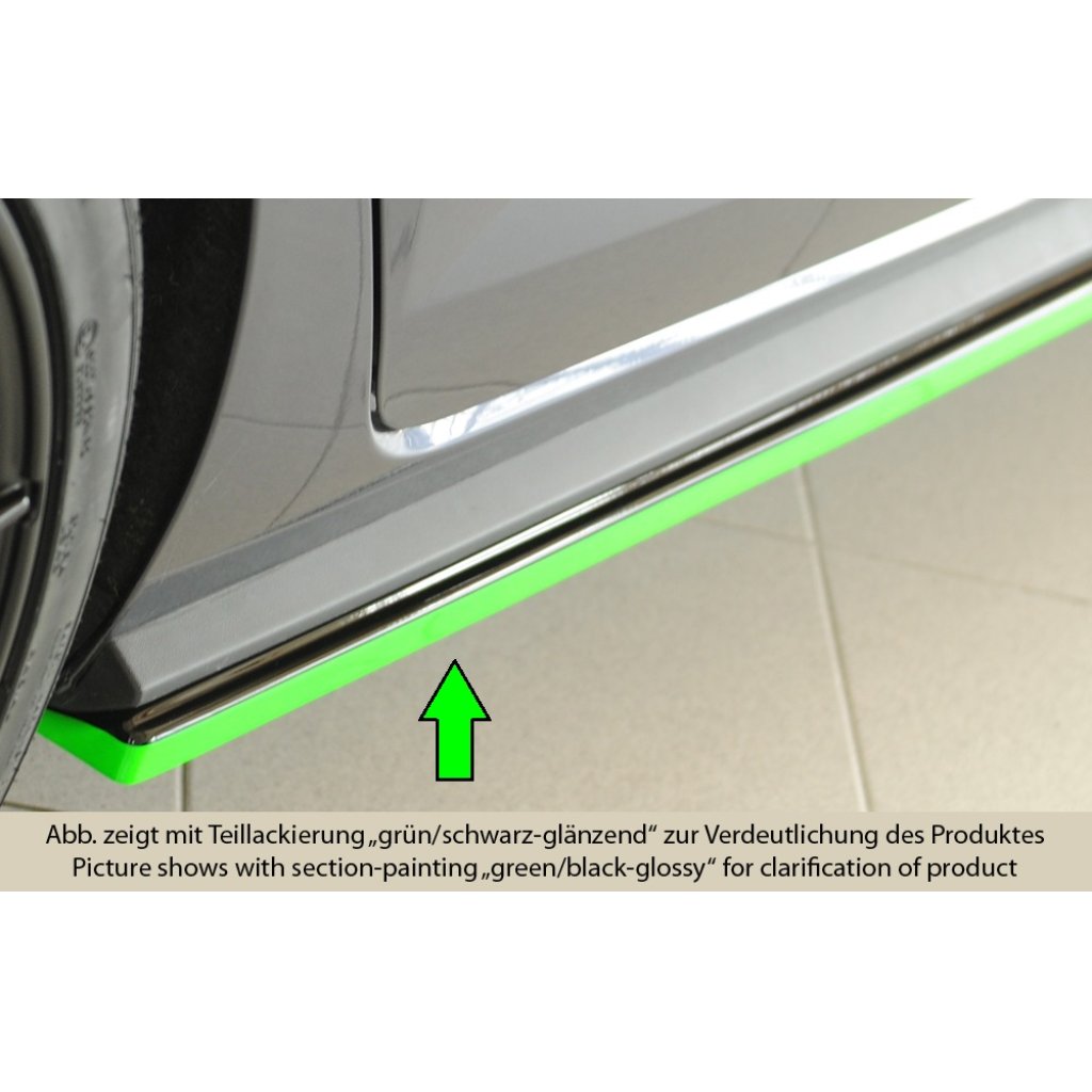 Rieger spoiler pod boční práh mont. strana pravá pro Volkswagen Polo AW 5-dvéř., 06/21-, plast ABS lakovaný do černé lesklé barvy