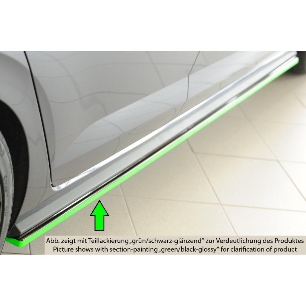 Rieger spoiler pod boční práh mont. strana pravá pro Volkswagen Polo AW 5-dvéř., 06/21-, plast ABS lakovaný do černé lesklé barvy
