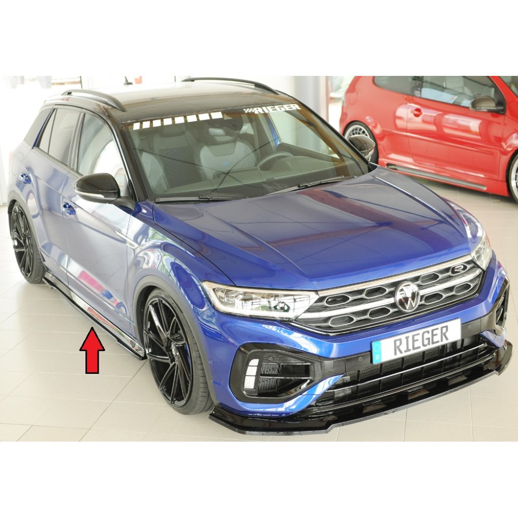 Rieger spoiler pod boční práh mont. strana pravá pro Volkswagen T-roc A1 5-dvéř., 01/22-, plast ABS lakovaný do černé lesklé barvy