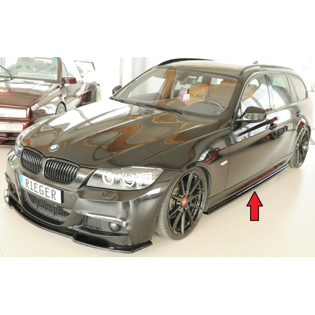 Rieger spoiler pod boční práh mont. strana pro BMW řada 3 E91 touring, 09/08-, plast ABS lakovaný do černé lesklé barvy, levá strana