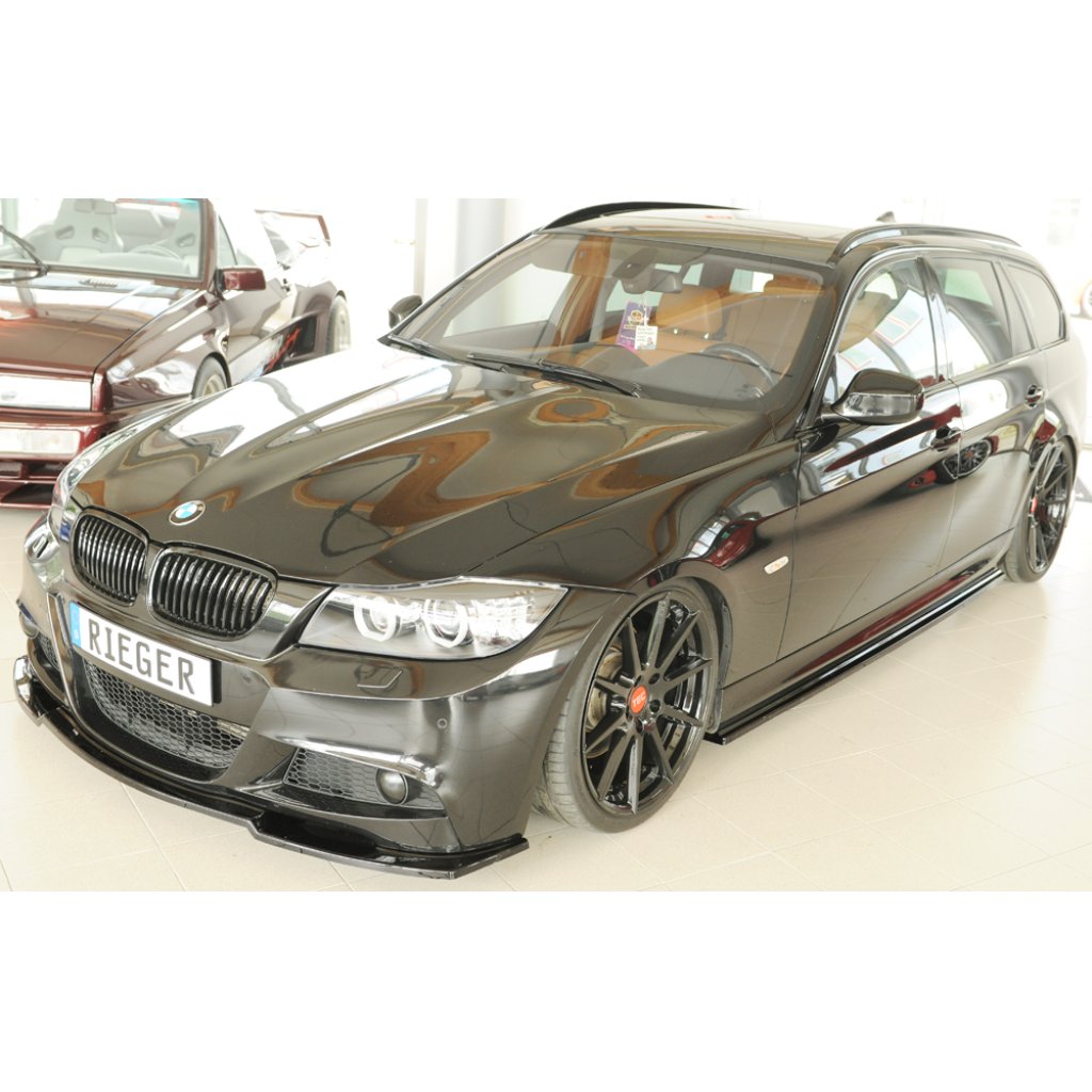 Rieger spoiler pod boční práh mont. strana pro BMW řada 3 E91 touring, 09/08-, plast ABS lakovaný do černé lesklé barvy, levá strana