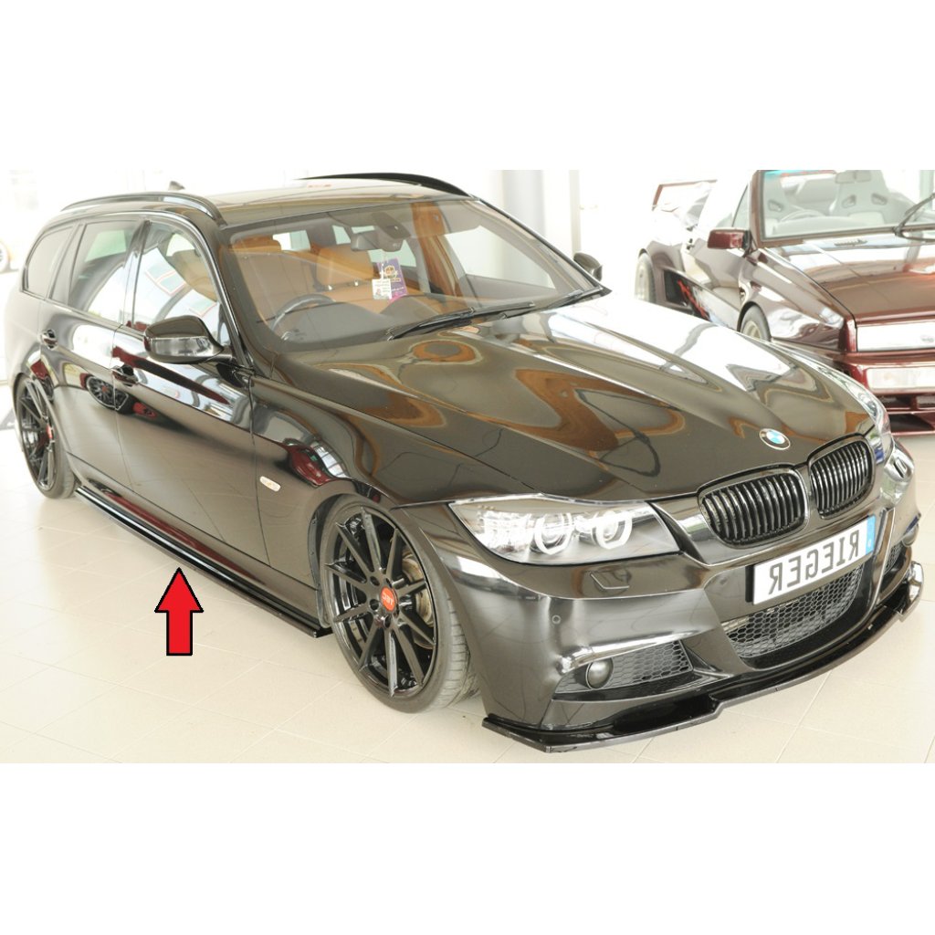 Rieger spoiler pod boční práh mont. strana pro BMW řada 3 E91 touring, 09/08-, plast ABS lakovaný do černé lesklé barvy, pravá strana