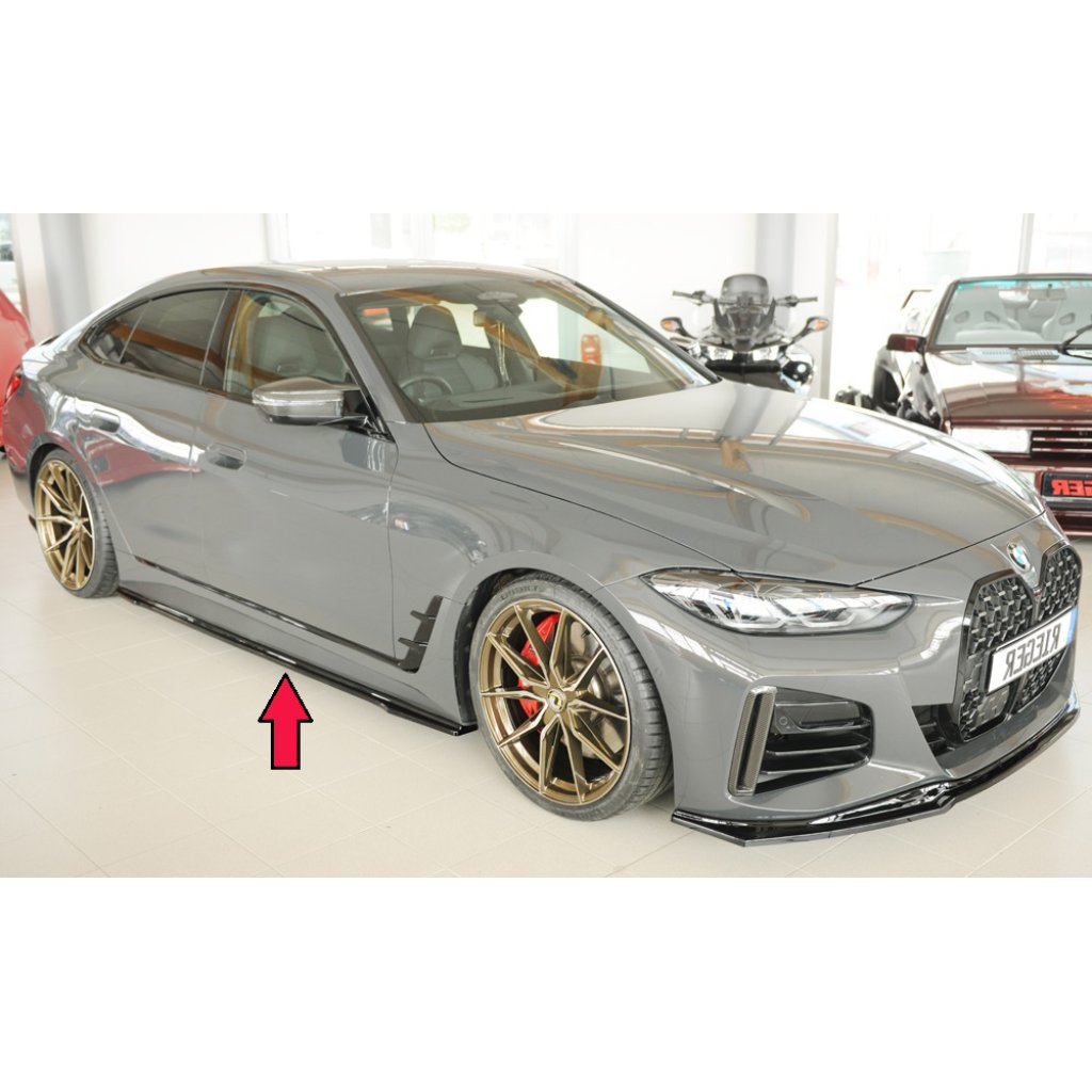 Rieger spoiler pod boční práh mont. strana pro BMW řada 4 G26 gran coupe (5-dvéř.), 07/20-, plast ABS lakovaný do černé lesklé barvy, pravá strana