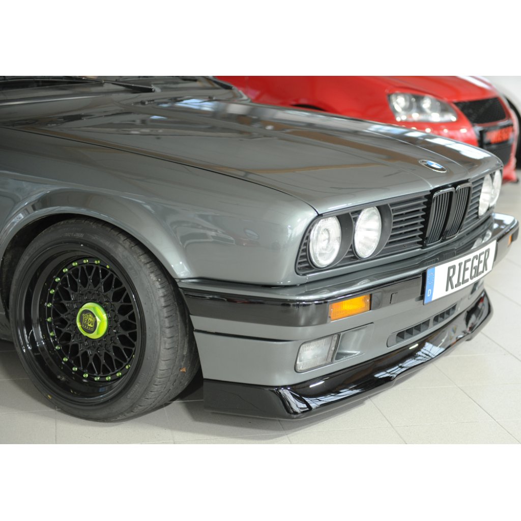 Rieger spoiler pod přední nárazník (GBL-38011) pro BMW řada 3 E30 kabriolet, plast ABS lakovaný do černé lesklé barvy