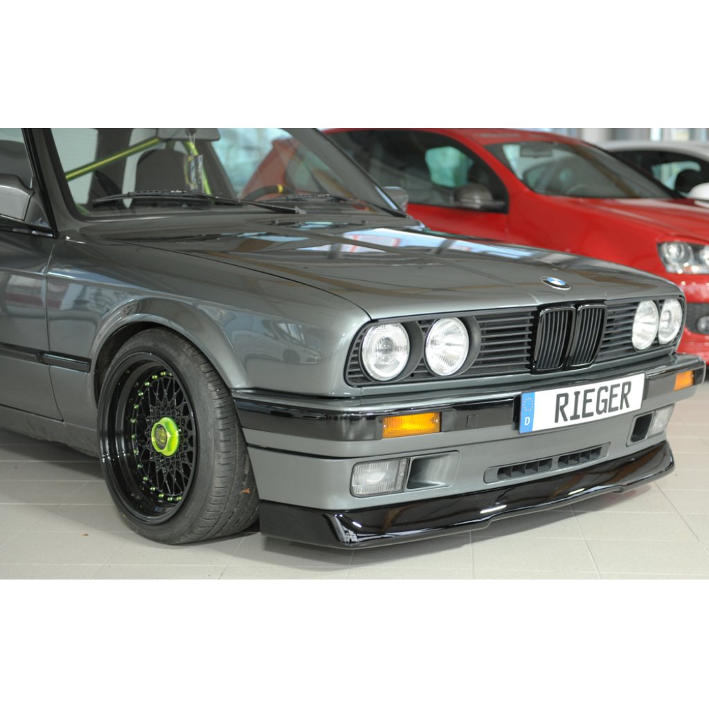 Rieger spoiler pod přední nárazník (GBL-38011) pro BMW řada 3 E30 kabriolet, plast ABS lakovaný do černé lesklé barvy