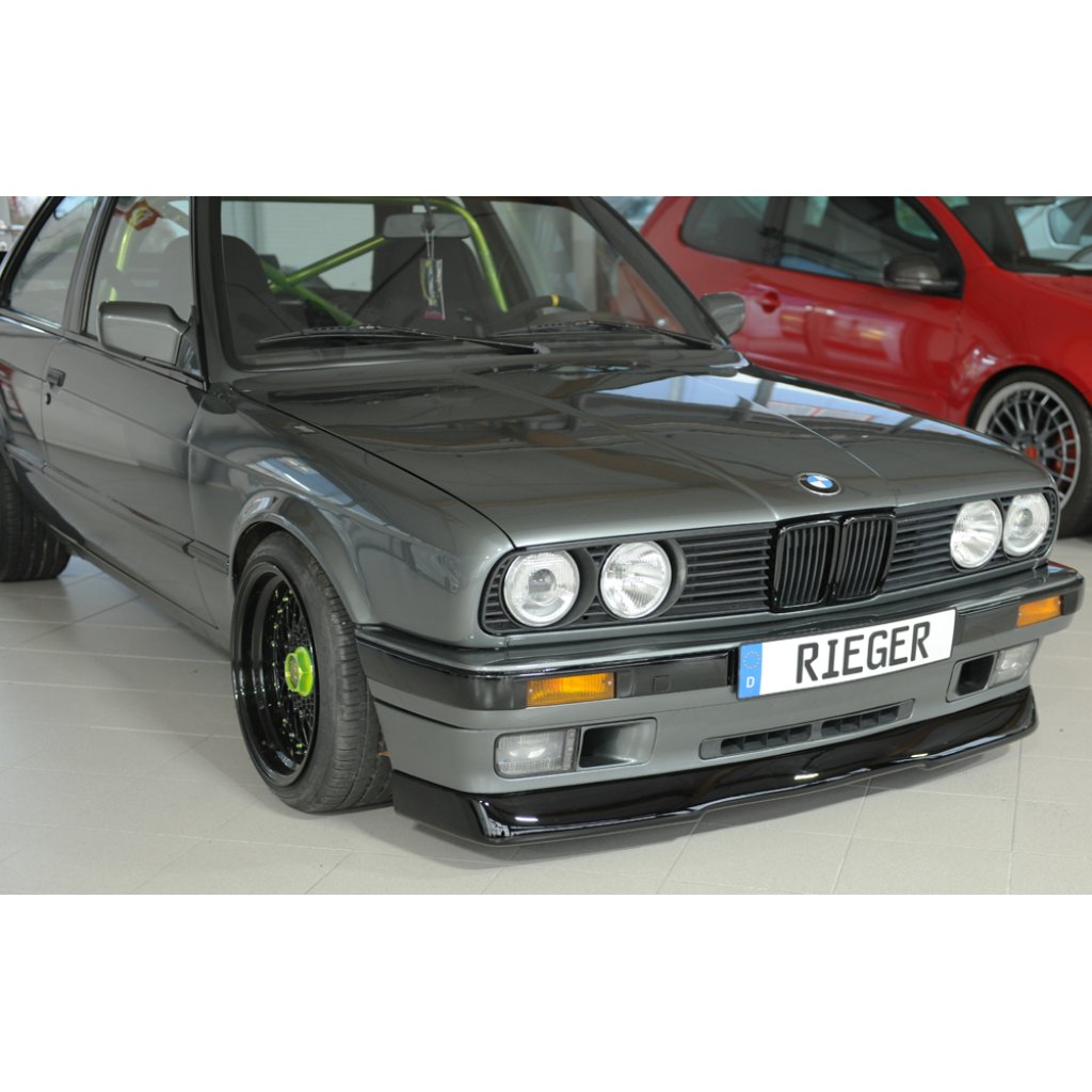Rieger spoiler pod přední nárazník (GBL-38011) pro BMW řada 3 E30 kabriolet, plast ABS lakovaný do černé lesklé barvy