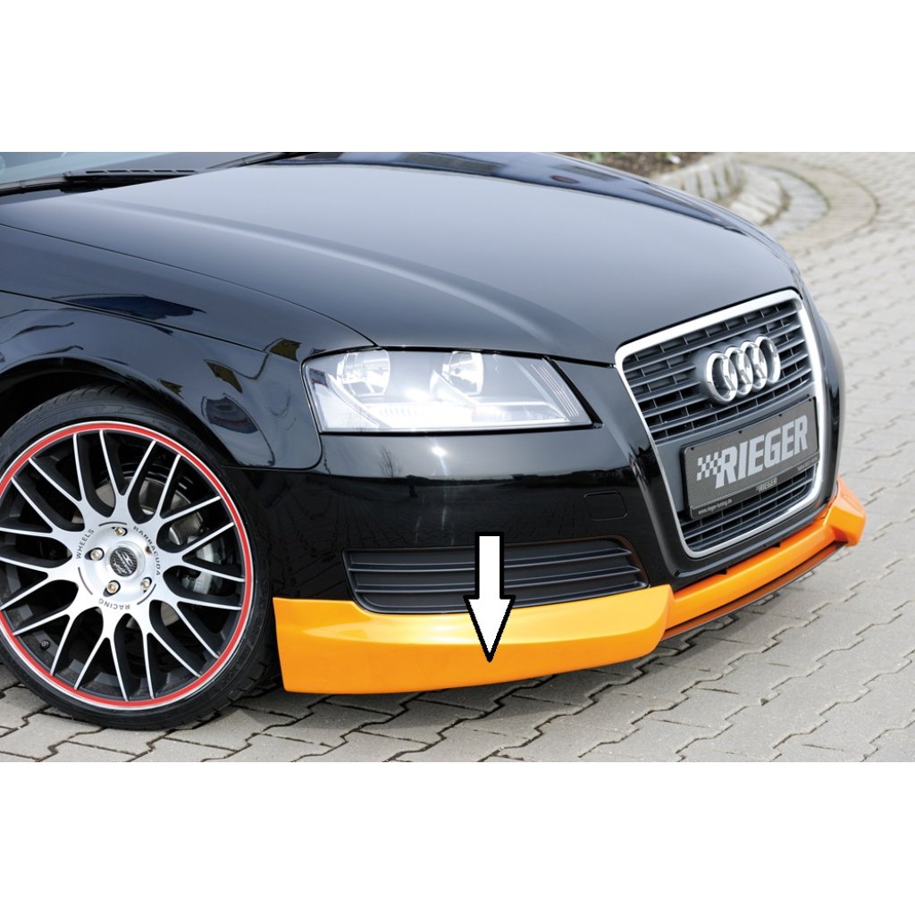 Rieger spoiler pod přední nárazník pro Audi A3 8P 3-dvéř., 5-dvéř., kabriolet, Sportback po faceliftu, r.v. 07/08-, plast ABS bez povrchové úpravy