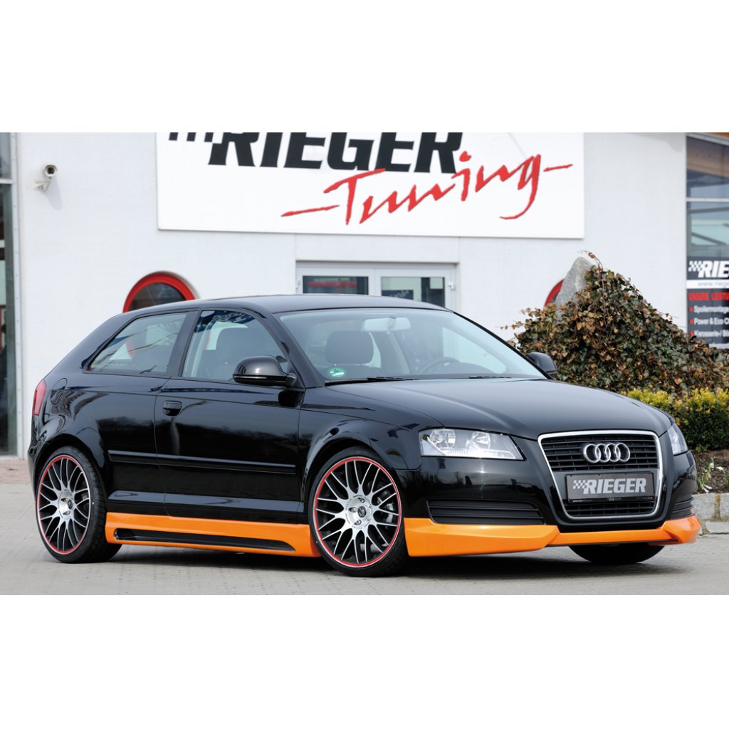 Rieger spoiler pod přední nárazník pro Audi A3 8P 3-dvéř., 5-dvéř., kabriolet, Sportback po faceliftu, r.v. 07/08-, plast ABS bez povrchové úpravy