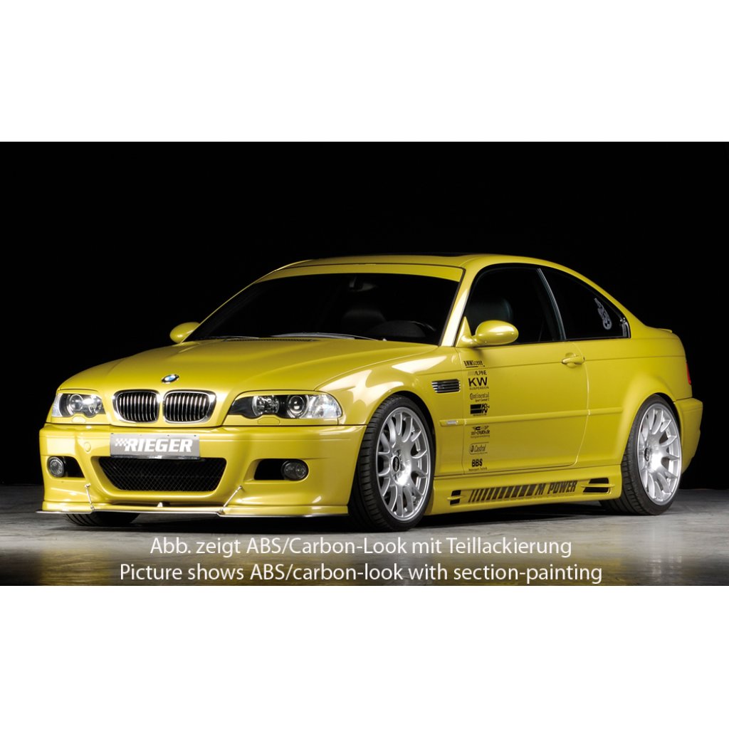 Rieger spoiler pod přední nárazník pro BMW řada 3 E46 M3 kabriolet, kupé, r.v. 06/00-, plast ABS s povrchovou úpravou Carbon-Look