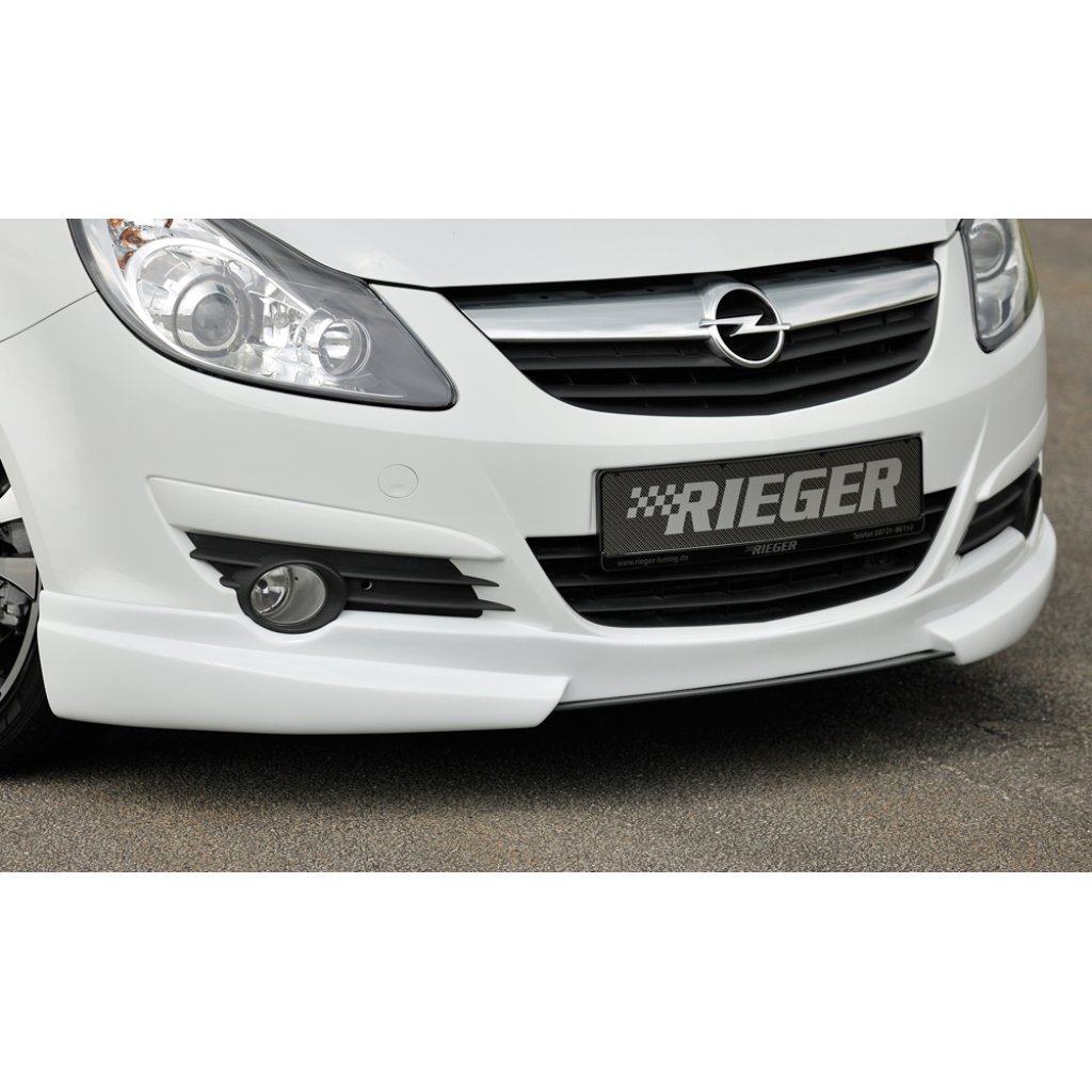 Rieger spoiler pod přední nárazník pro Opel Corsa D 3-dvéř., 5-dvéř. před faceliftem, r.v. 07/06-12/10, plast ABS bez povrchové úpravy, bez žebrování