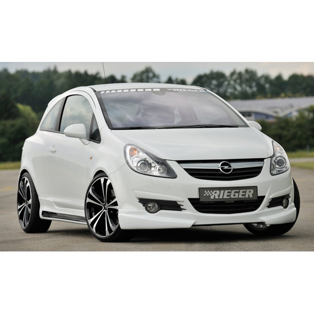 Rieger spoiler pod přední nárazník pro Opel Corsa D 3-dvéř., 5-dvéř. před faceliftem, r.v. 07/06-12/10, plast ABS bez povrchové úpravy, bez žebrování
