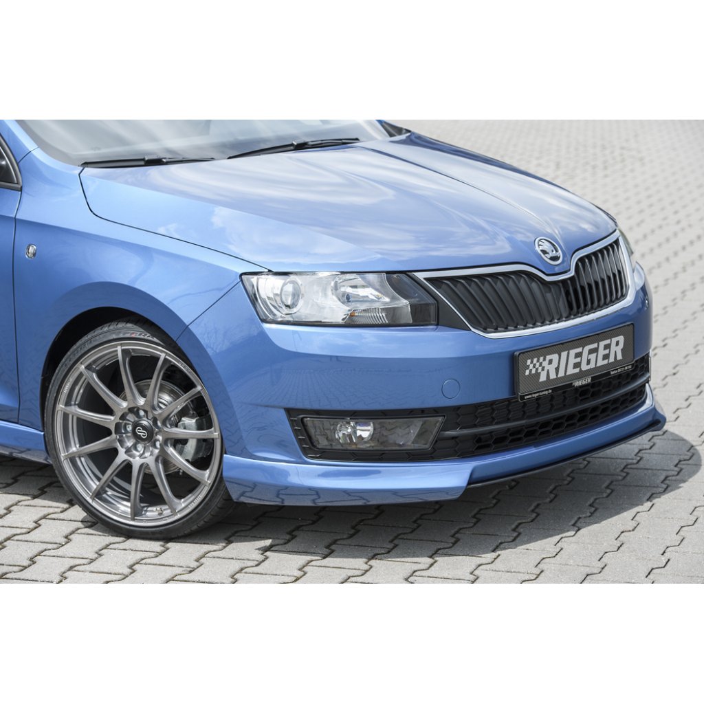Rieger spoiler pod přední nárazník pro Škoda Rapid NH notchback, spaceback vč. faceliftu, r.v. 05/17-, 07/12-04/17, plast ABS bez povrchové úpravy