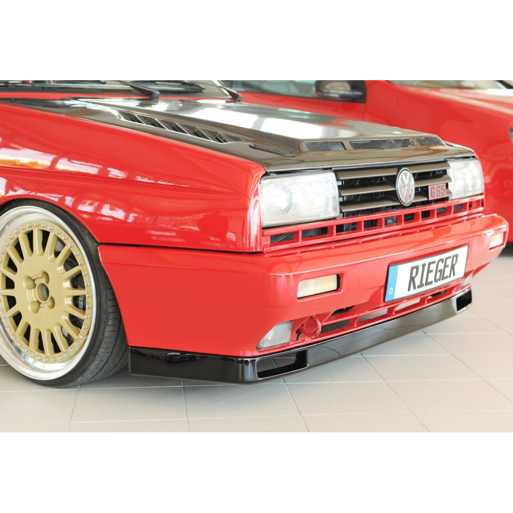 Rieger spoiler pod přední nárazník pro Volkswagen Golf 2 Rallye Golf 19E-299, r.v. 89-91, plast ABS lakovaný do černé lesklé barvy