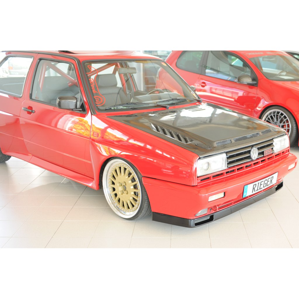 Rieger spoiler pod přední nárazník pro Volkswagen Golf 2 Rallye Golf 19E-299, r.v. 89-91, plast ABS lakovaný do černé lesklé barvy