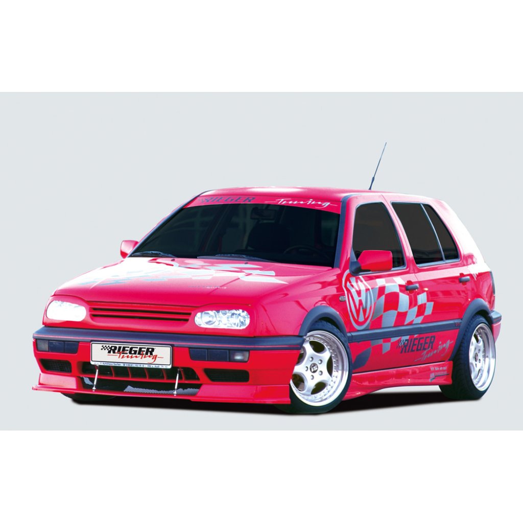 Rieger spoiler pod přední nárazník pro Volkswagen Golf 3 3-dvéř., 5-dvéř., kabriolet, plast ABS bez povrchové úpravy, s integrovanou lipou