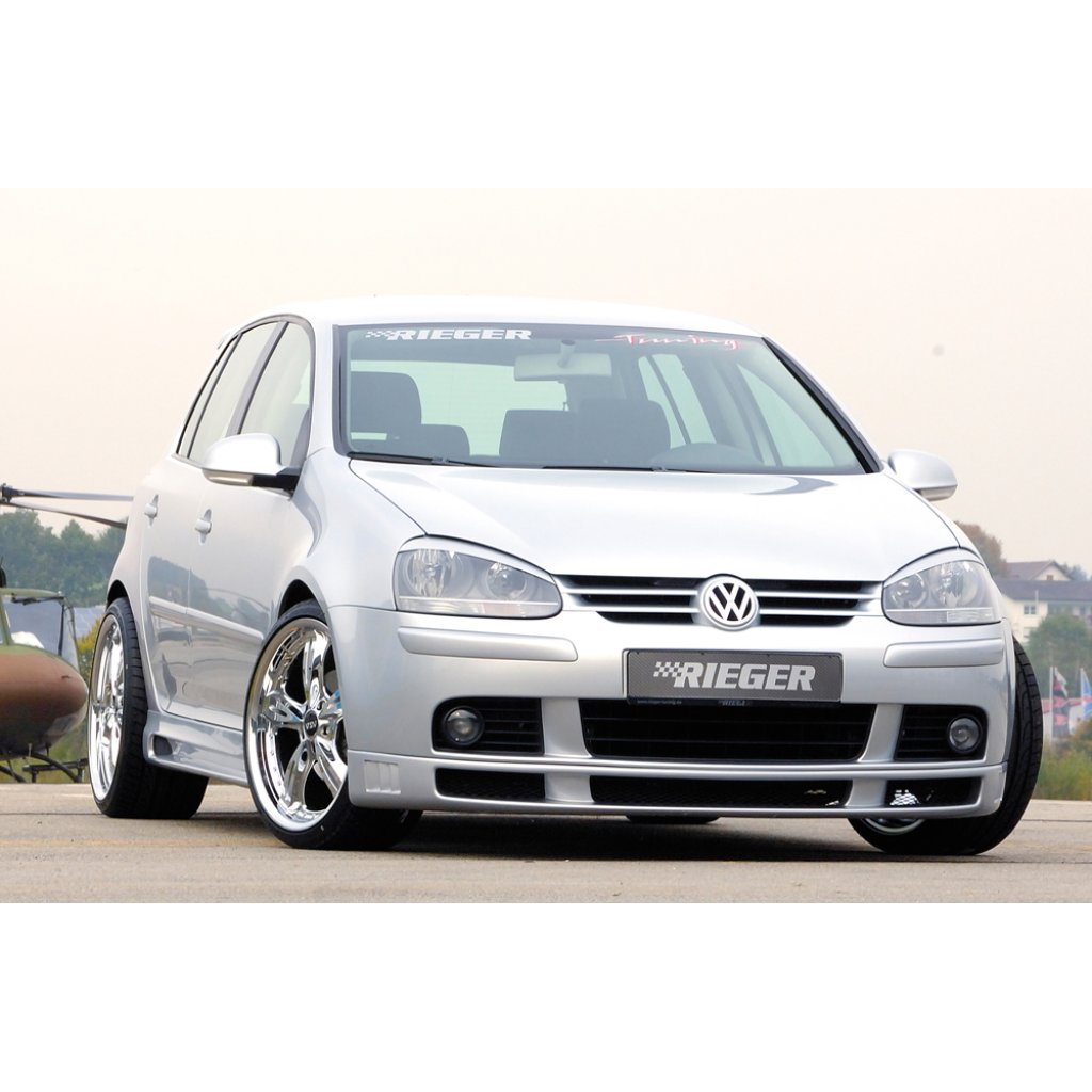 Rieger spoiler pod přední nárazník pro Volkswagen Golf 5 1K 3-dvéř., 5-dvéř., plast ABS bez povrchové úpravy, mimo GTI, s žebrováním