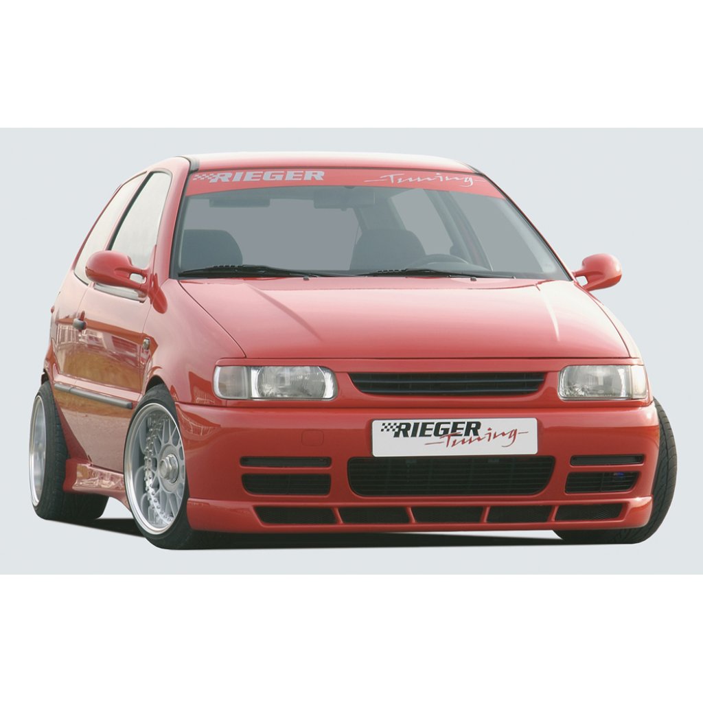 Rieger spoiler pod přední nárazník pro Volkswagen Polo 4 6N 3-dvéř., 5-dvéř., r.v. 10/94-01, plast ABS bez povrchové úpravy, s 5 výřezy, se styling paketem