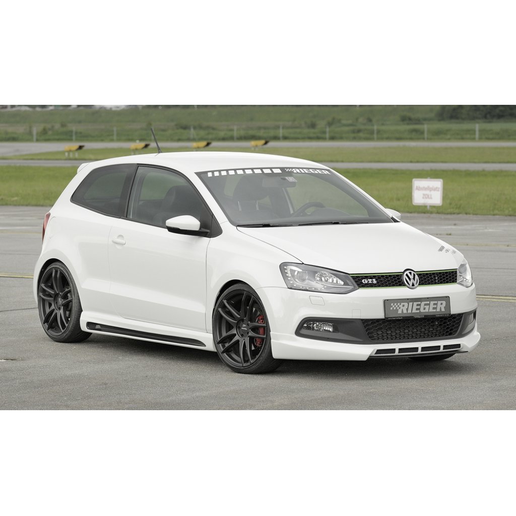 Rieger spoiler pod přední nárazník pro Volkswagen Polo 6 GTI 3-dvéř., 5-dvéř. před faceliftem, r.v. 05/10-01/14, plast ABS bez povrchové úpravy, s žebrováním