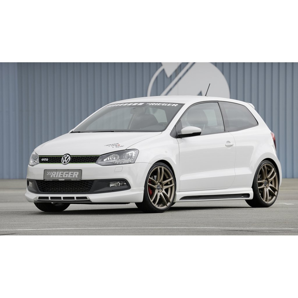 Rieger spoiler pod přední nárazník pro Volkswagen Polo 6 GTI 3-dvéř., 5-dvéř. před faceliftem, r.v. 05/10-01/14, plast ABS bez povrchové úpravy, s žebrováním