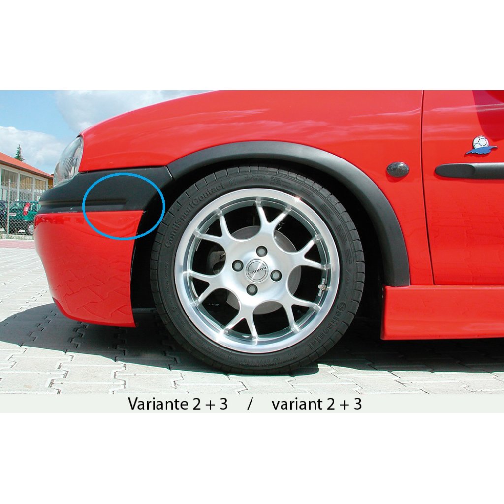 Rieger spoiler pod přední nárazník (varianta 2) pro Opel Corsa B 3-dvéř. (do r.v. 97), r.v. 02/93-09/96, plast ABS bez povrchové úpravy
