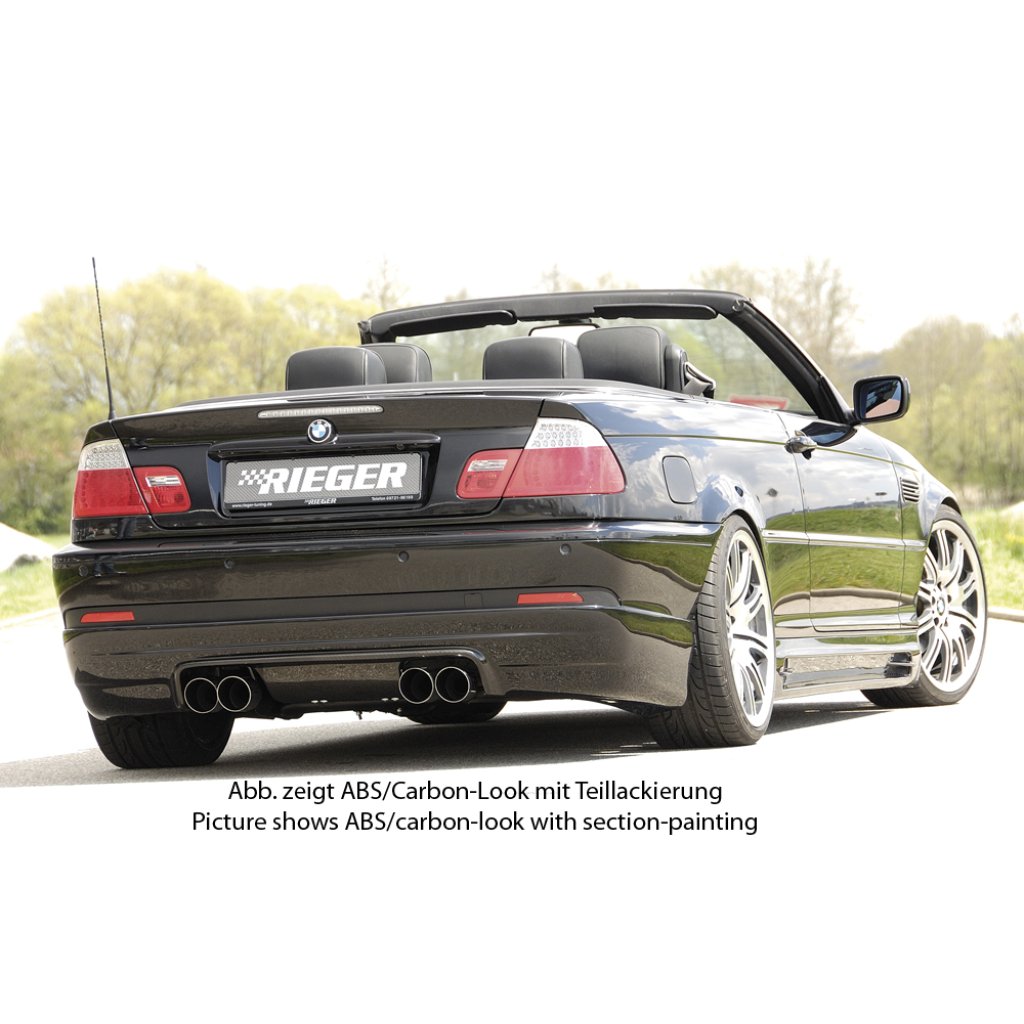 Rieger spoiler pod zadní nárazník M3-Look pro BMW řada 3 E46 kabriolet, kupé po faceliftu r.v. 02/02-, plast ABS s povrchovou úpravou Carbon-Look